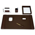 Chocolate Brown 7 Piece Classic Top Grain Leather Desk Set